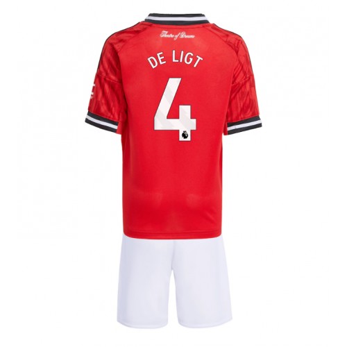 Manchester United Matthijs de Ligt #4 Replika Hemmatröja Barn 2025-26 Kortärmad (+ Korta byxor)